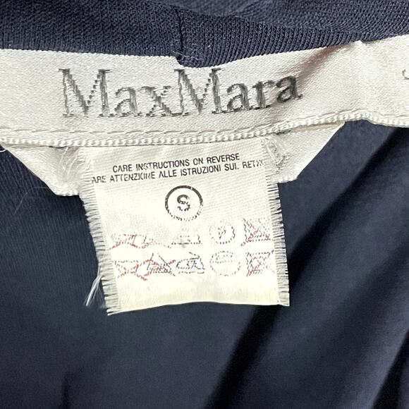 Max Mara Twist Front Long Sleeve Bodysuit | Navy Blue | Size Small - Picture 4 of 4